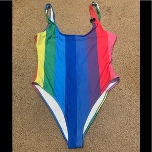 Striped Rainbow Forever 21 One-piece swimsuit